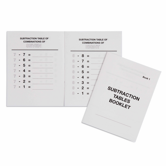 Booklet of subtraction tables n°1 - Nienhuis AMI