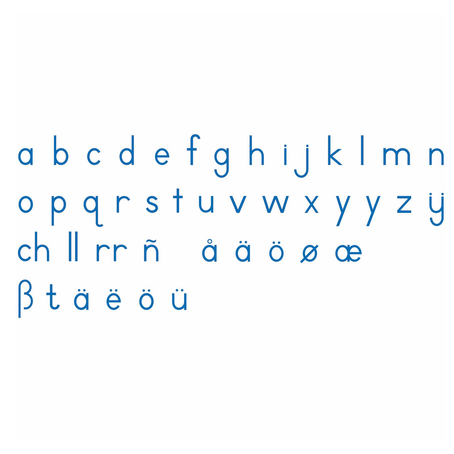 Kleines bewegliches Alphabet: internationale Schrift – Blau – Nienhuis AMI